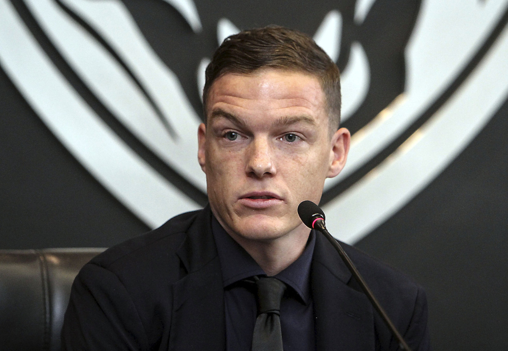 Australian defender Shane Lowry speaks during a press conference at the JDT headquarters in Johor Baru, October 4, 2021. u00e2u20acu201d Bernama pic 