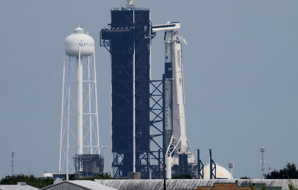 A SpaceX Falcon 9 rocket stands on the launch pad as it is prepared to carry four astronauts to the International Space Station at the Kennedy Space Centre in Cape Canaveral, Florida, US, October 28, 2021. u00e2u20acu2022 Reuters picnnn