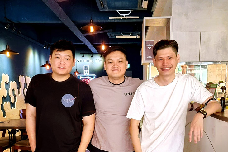 The Swimming Cow trio (left to right): David Mo, Ken Lee and Nicholas Ng.