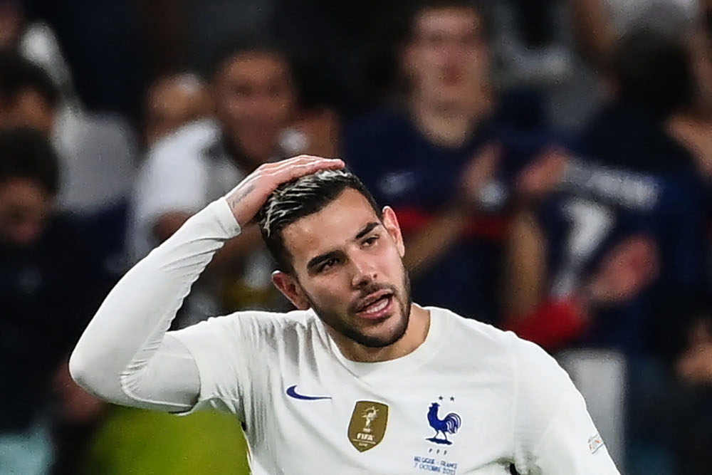 Franceu00e2u20acu2122s defender Theo Hernandez celebrates after scoring a goal during the Uefa Nations League semi-final football match between Belgium and France at the Juventus stadium in Turin. u00e2u20acu201d AFP pic 