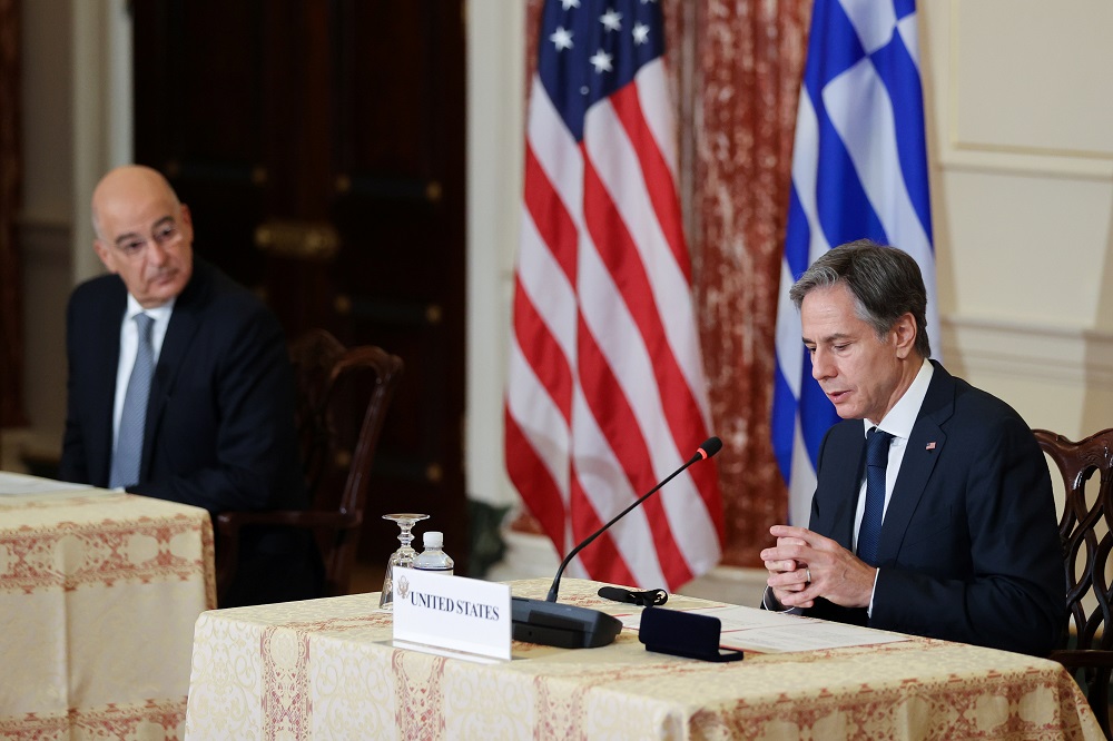 US Secretary of State Antony Blinken and Greeceu00e2u20acu2122s Foreign Minister Nikos Dendias deliver remarks for the US-Greece Strategic Dialogue at the State Department in Washington October 14, 2021. u00e2u20acu2022 Reuters pic