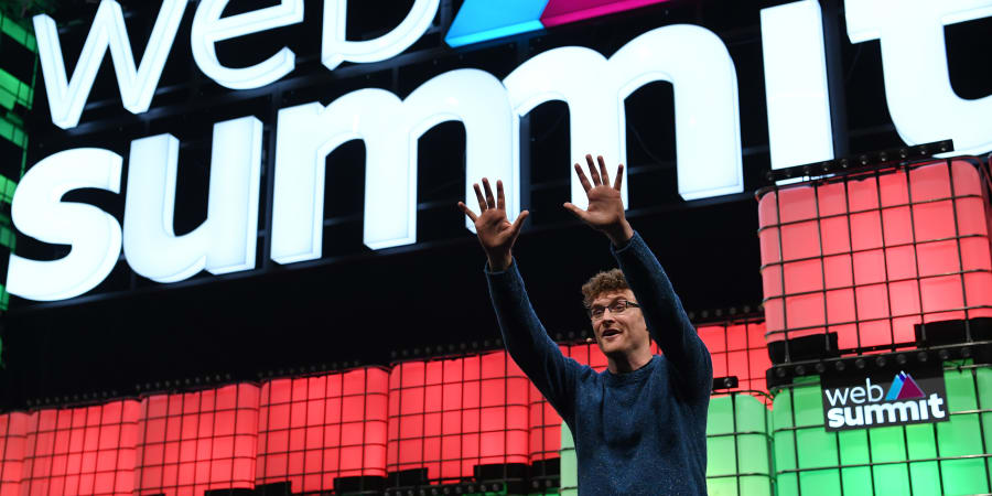 Web Summitu00e2u20acu2122s Irish chief executive officer Paddy Cosgrave addresses the opening ceremony of the 2018 edition of the annual technology conference in Lisbon. u00e2u20acu2022 ETX Studio picnn