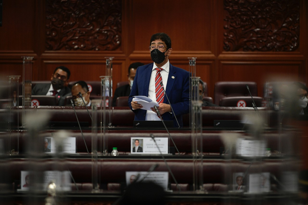 Deputy Minister of Communications and Multimedia Datuk Zahidi Zainul Abidin speaks during the winding up session on the motion of thanks for the Royal address in Parliament, October 11, 2021. u00e2u20acu201d Bernama pic 