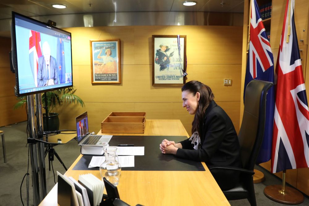 New Zealand's Prime Minister Jacinda Ardern speaks with Britain's Prime Minister Boris Johnson over video conferencing as they seal a free trade deal in New Zealand October 20, 2021. u00e2u20acu201d Reuters pic