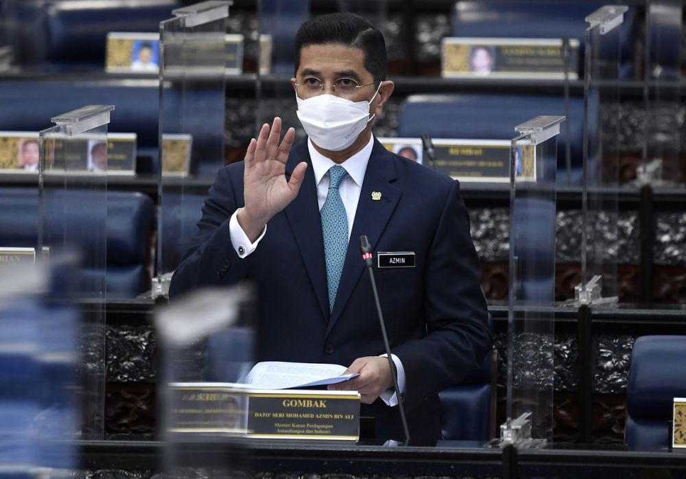 Senior Minister cum International Trade and Industry Minister Datuk Seri Mohamed Azmin Ali addresses members of Parliament in Kuala Lumpur October 5, 2021. u00e2u20acu201d Bernama pic 