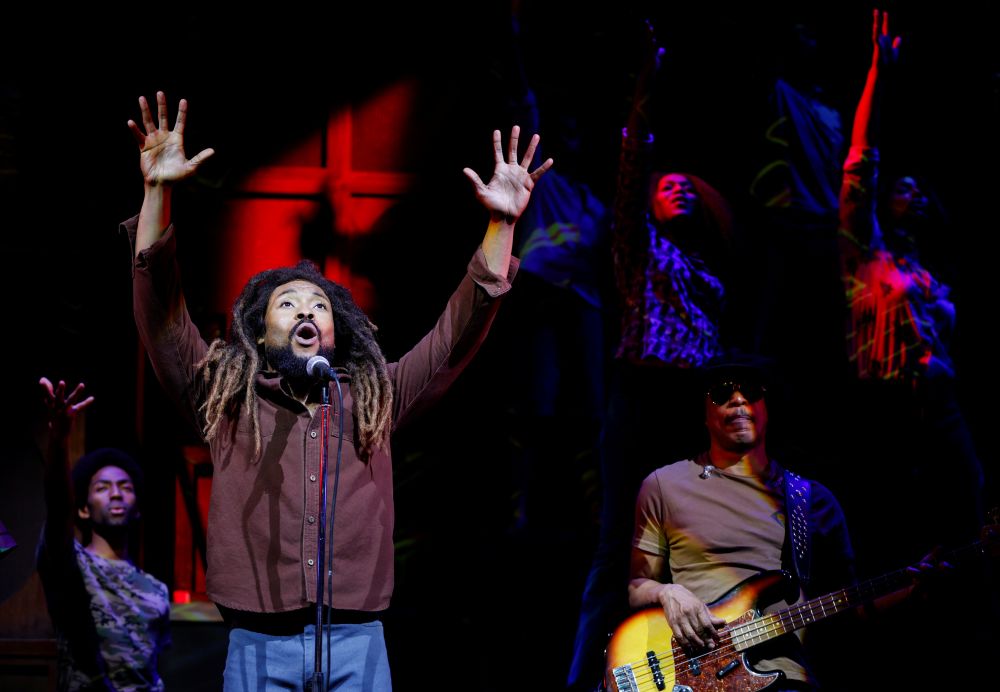 Arinze Kene performs as Bob Marley during a press preview for u00e2u20acu02dcGet Up, Stand Up! The Bob Marley Musicalu00e2u20acu2122, at the Lyric Theatre, in London October 14, 2021. u00e2u20acu201d Reuters picnnn