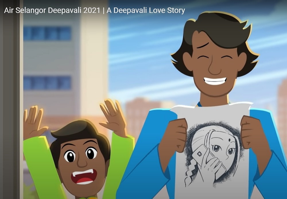 Air Selangor's Deepavali love story ad has been loved by many social media users for its vivid animation. u00e2u20acu2022 Screengrab via YouTube/AirSelangorTV