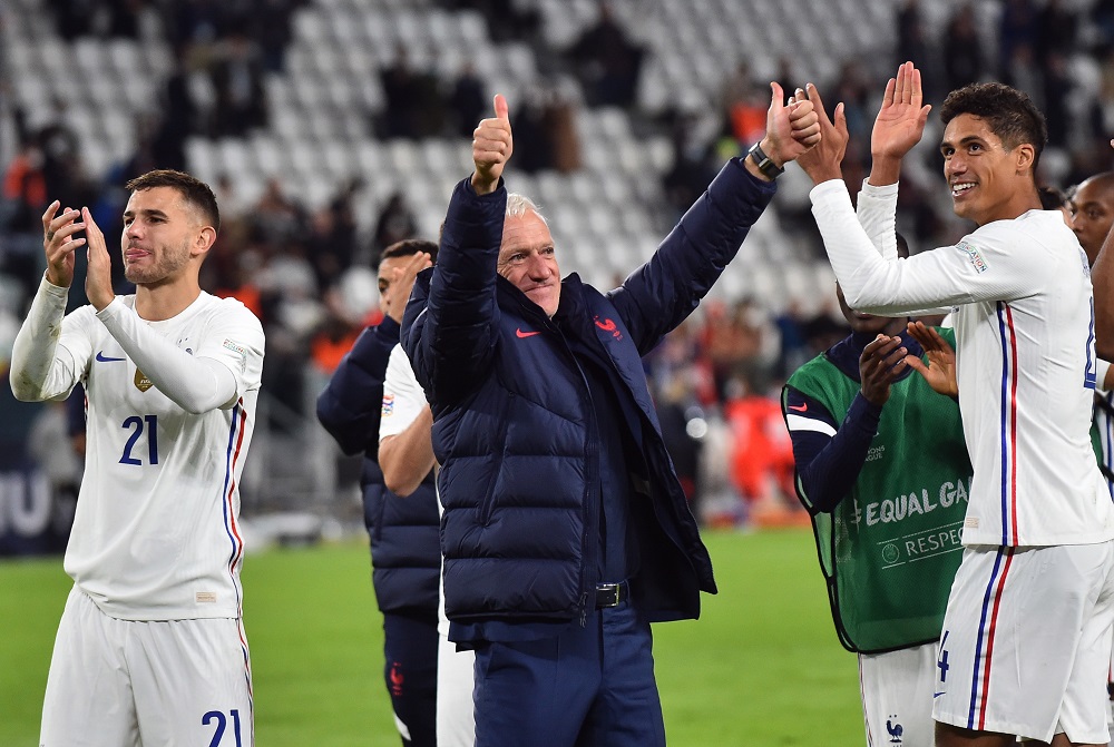 France coach Didier Deschamps celebrates after the match against Belgium October 8, 2021. u00e2u20acu2022 Reuters pic