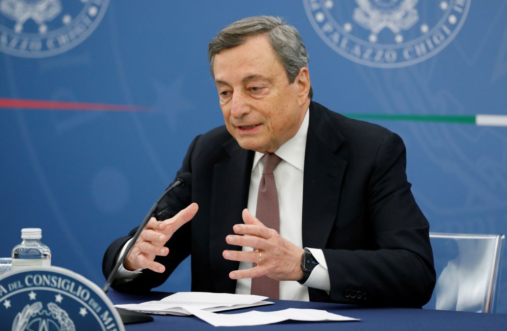 Italian Prime Minister Mario Draghi speaks during a news conference after the Italian cabinet approved the government's 2022 budget, in Rome October 28, 2021. u00e2u20acu201d Reuters pic
