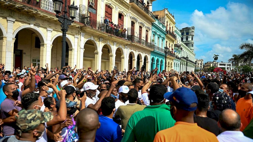 This file photo from July 11, 2021 shows an anti-government rally in Havana, one of many that rocked Cuba that day. u00e2u20acu201d AFP pic