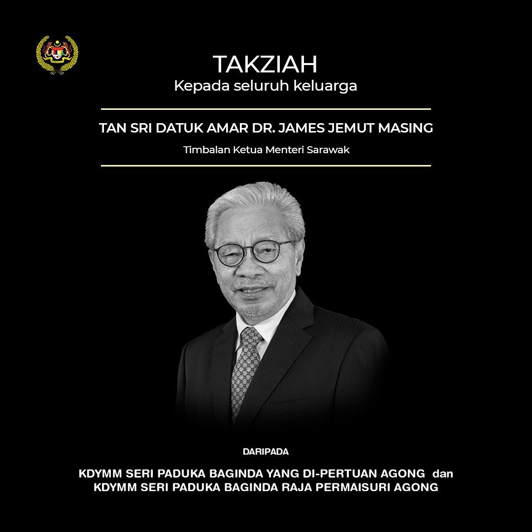 Tan Sri Datuk Amar James Jemut Masing passed away this morning. u00e2u20acu201d Picture via Twitter