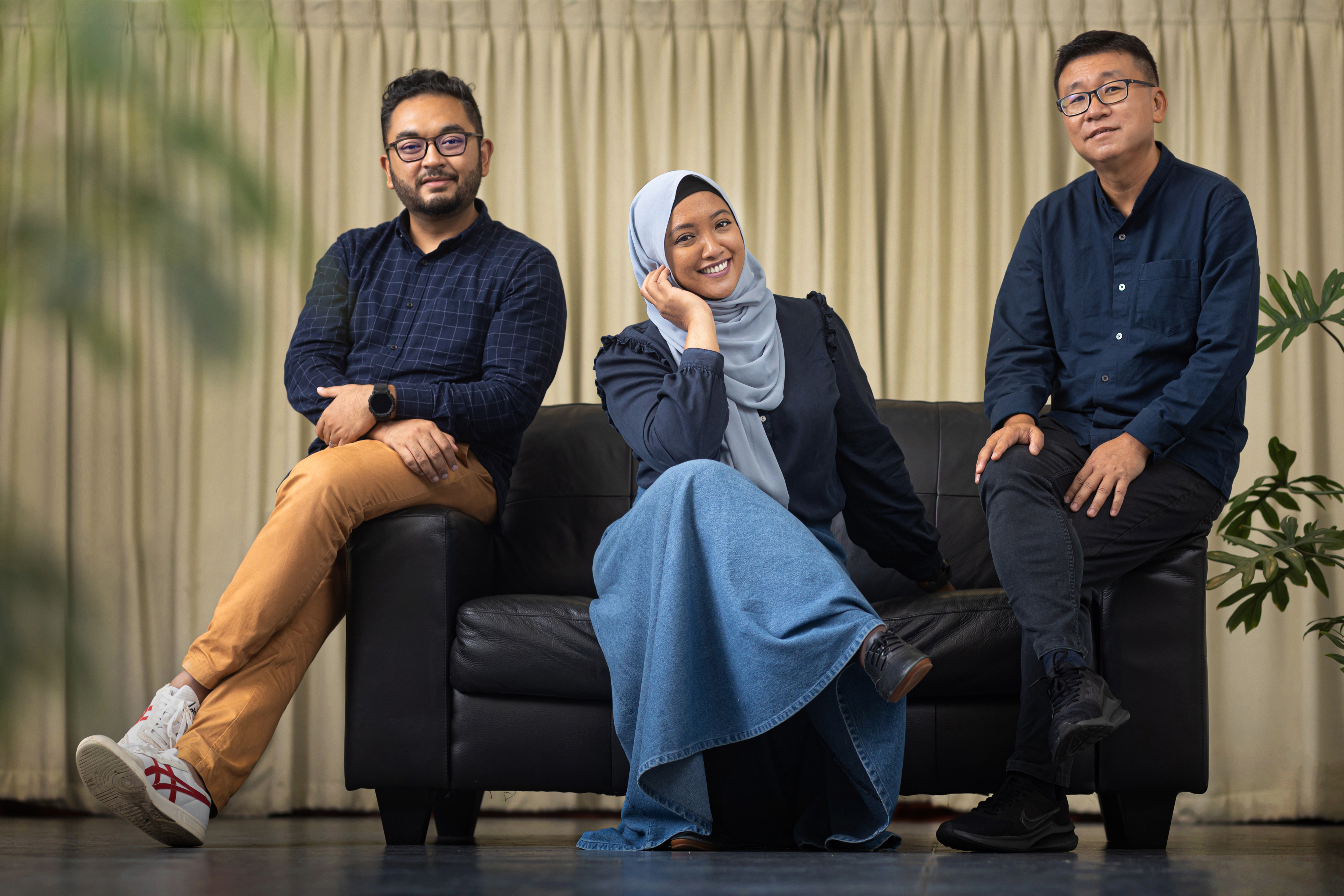 The artistic team behind Kata-Kata Kita. From left to right: Leading artistes Adib Kosnan and Moli Mohter, and artistic director Kok Heng Leun. — Picture by Zinkie Aw via TODAY