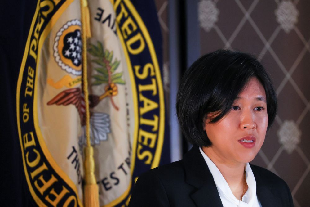 US Trade Representative Katherine Tai addresses the Geneva Graduate Institute ahead of the 12th Ministerial Conference in Geneva, Switzerland October 14, 2021. u00e2u20acu201d Reuters picnn