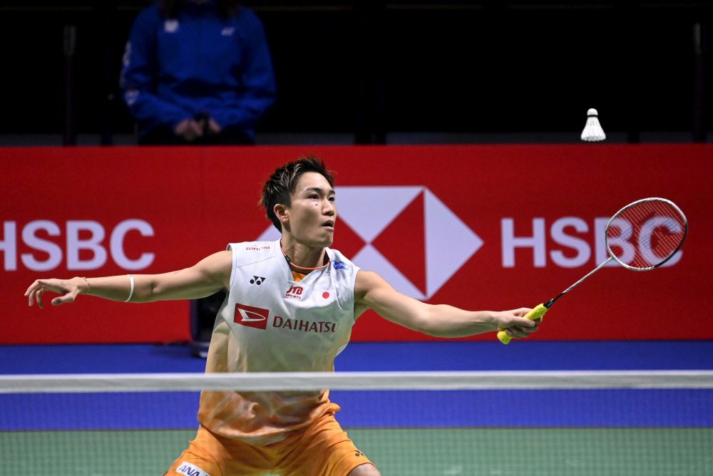 Kento Momota of Japan in action during his match against Tien Chen Chou of Taiwan at the Sudirman Cup in Vantaa, Finland October 1, 2021. u00e2u20acu201d Reuters picnn
