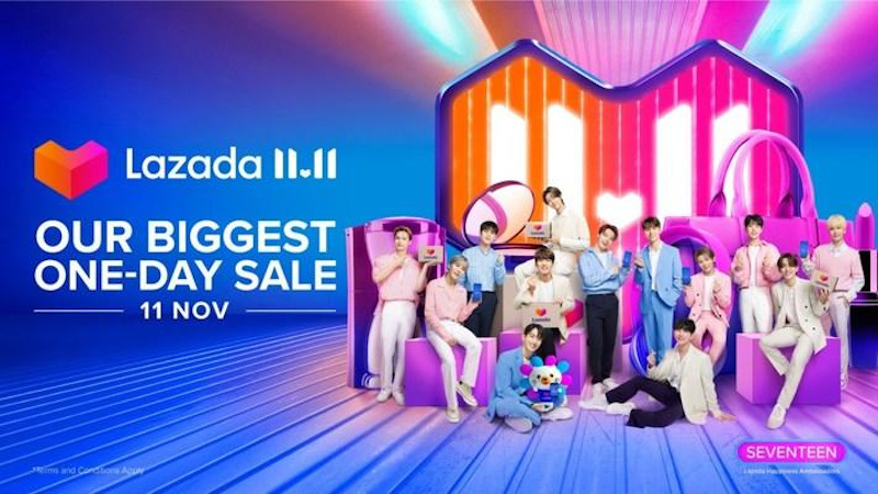 Lazada announced a partnership with Kpop superstars Seventeen as its first Happiness Ambassadors. u00e2u20acu201d Lazada pic