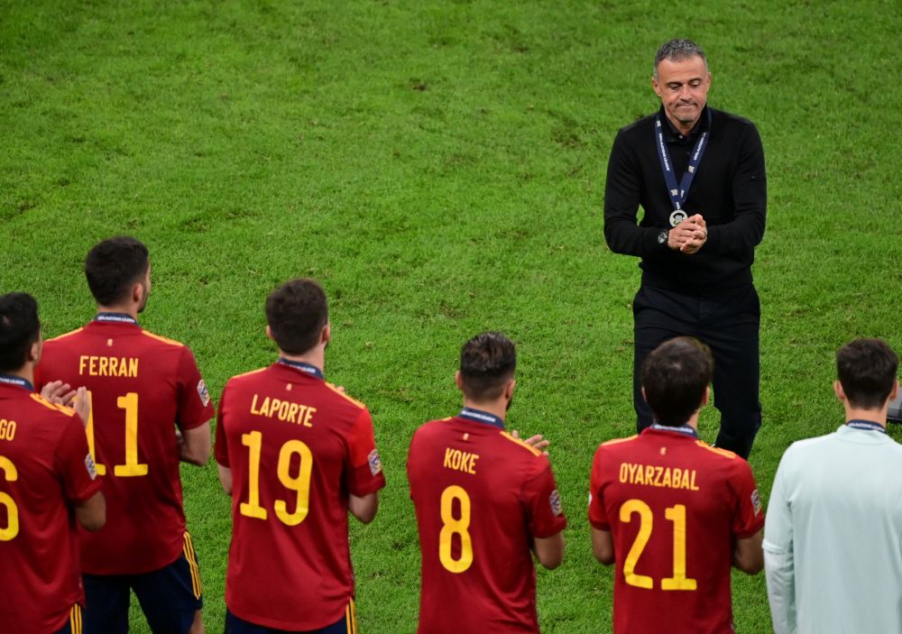 Spain coach Luis Enrique looks dejected after the match against France at the San Siro, Milan October 10, 2021. u00e2u20acu201d Reuters pic
