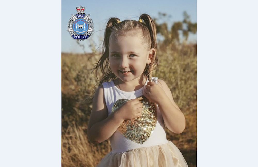 Undated police handout photo received on October 21, 2021 shows four-year-old Cleo Smith, who disappeared from her familyu00e2u20acu2122s tent in Western Australia, sparking an extensive air, sea and ground search. u00e2u20acu201d Western Australian Police Force / AFP pic