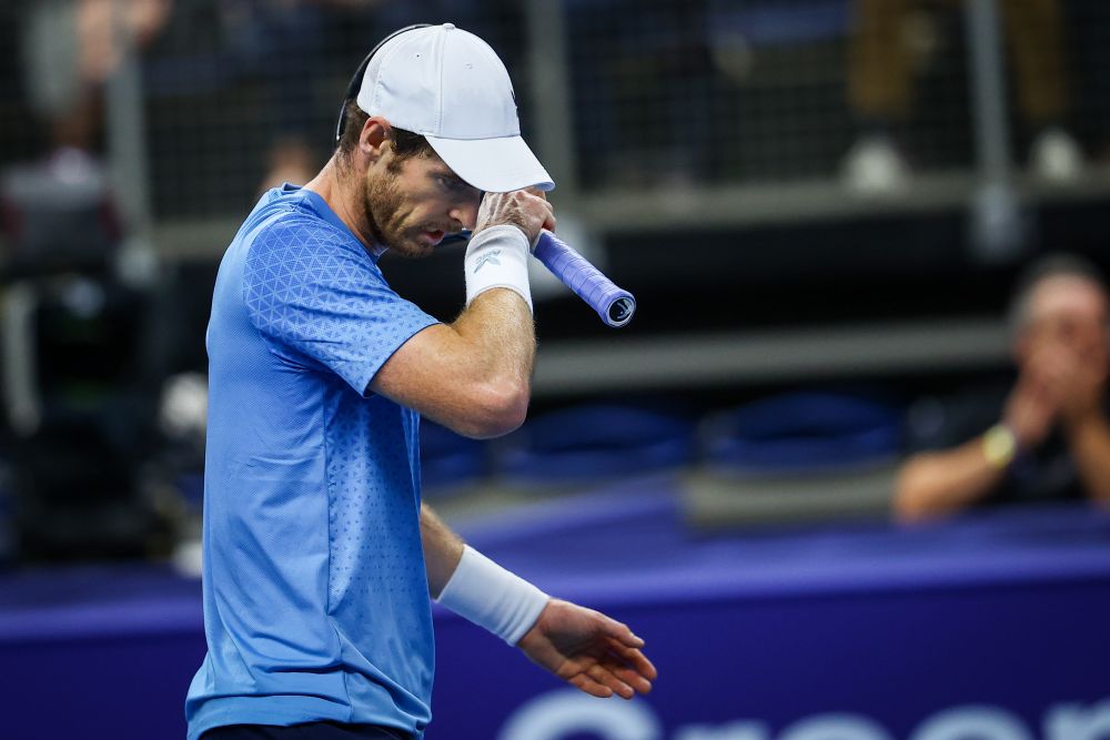 Andy Murray reacts during the singles match against Diego Schwartzman in Antwerp October 21, 2021. u00e2u20acu201d Reuters pic