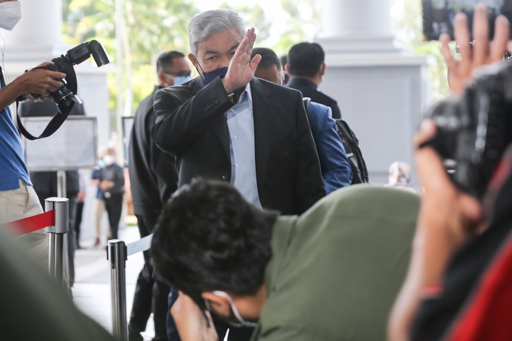 Datuk Seri Ahmad Zahid Hamidi is pictured at the Kuala Lumpur High Court October 7, 2021. u00e2u20acu2022 Picture by Ahmad Zamzahuri