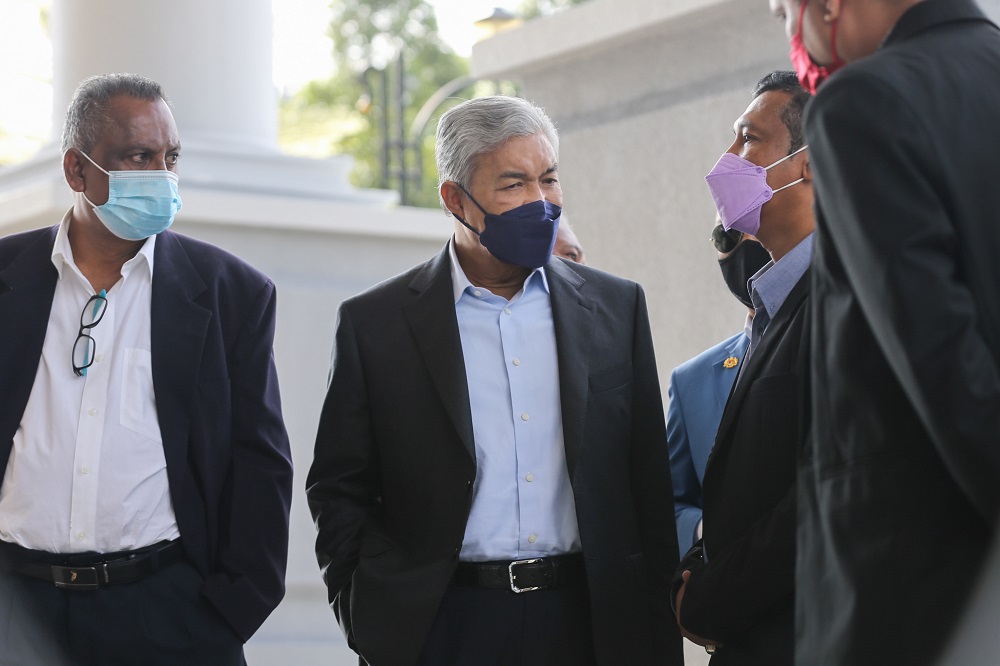 Datuk Seri Ahmad Zahid Hamidi is pictured at the Kuala Lumpur High Court October 7, 2021. u00e2u20acu2022 Picture by Ahmad Zamzahuri