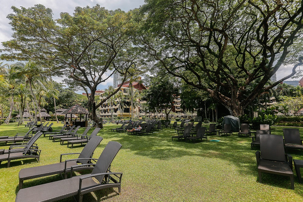 A man is seen relaxing on the deckchair at Shangri-La’s Rasa Sayang Resort and Spa in Batu Ferringhi.