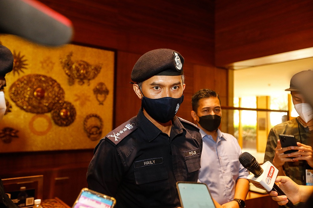 Penang police chief Datuk Datuk Mohd Shuhaily Mohd Zain speaks to reporters after visiting Shangri-Lau00e2u20acu2122s Rasa Sayang Resort and Spa to check on their SOPs for guests today October 1, 2021. u00e2u20acu2022 Picture by Sayuti Zainudin