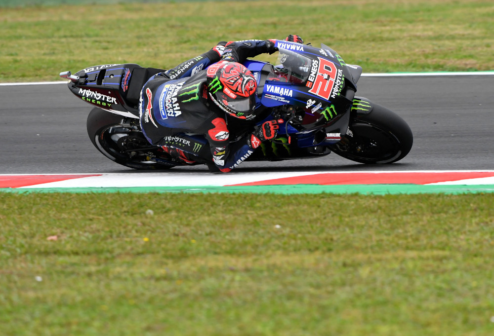 Monster Energy Yamaha MotoGPu00e2u20acu2122s Fabio Quartararo during Emilia Romagna Grand Prix qualifying round at Misano World Circuit Marco Simoncelli, Misano October 23, 2021. u00e2u20acu201d Reuters pic