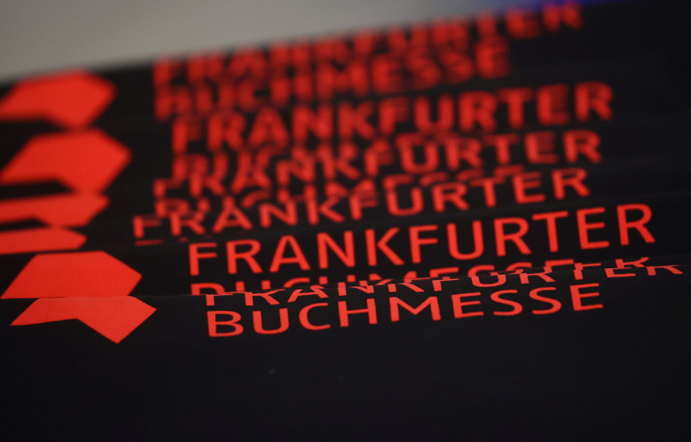 Bags reading ‘Frankfurt book fair’ are ready as giveaways prior to the start of the world’s largest book fair in Frankfurt October 19, 2021. — Reuters pic
