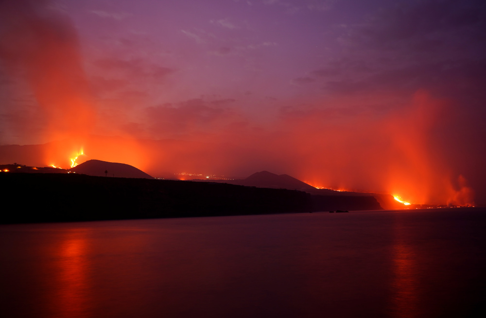 Lava flows following the eruption of a volcano on the Canary Island of La Palma, as seen from Tazacorte port October 1, 2021. u00e2u20acu201d Reuters pic