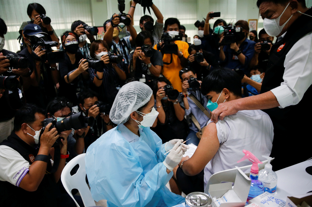 A high school student receives the Pfizer vaccine for the coronavirus disease (Covid-19) ahead of schools reopening in November, at a school in Bangkok October 4, 2021. u00e2u20acu201d Reuters pic