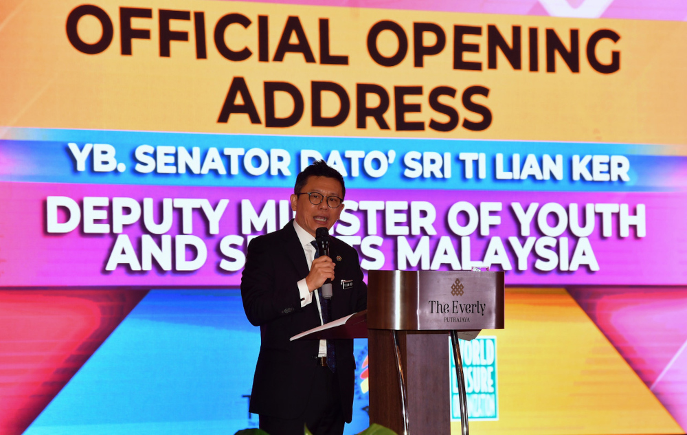 Deputy Youth and Sports Minister Datuk Seri Ti Lian Ker officiating at the inaugural Sports for All 2021 National Conference in Putrajaya, October 25, 2021. u00e2u20acu201d Bernama pic 