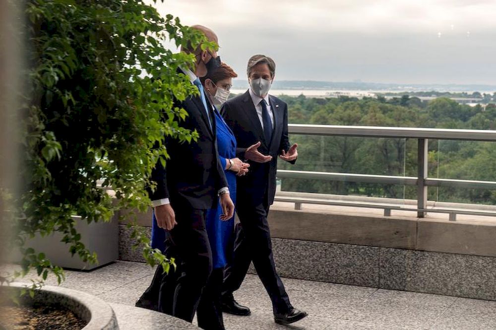 Australian Minister of Defense Peter Dutton, Australian Foreign Minister Marise Payne, and Secretary of State Antony Blinken speak at the State Department in Washington, US, September 16, 2021. u00e2u20acu201d Pool picture via Reuters