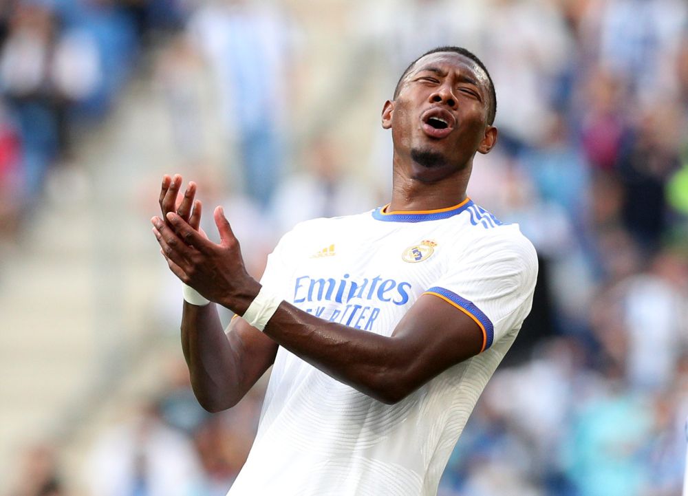 Real Madrid's David Alaba reacts after he misses a chance to score against Espanyol at RCDE Stadium, Cornella de Llobregat, Spain October 3, 2021. u00e2u20acu201d Reuters pic