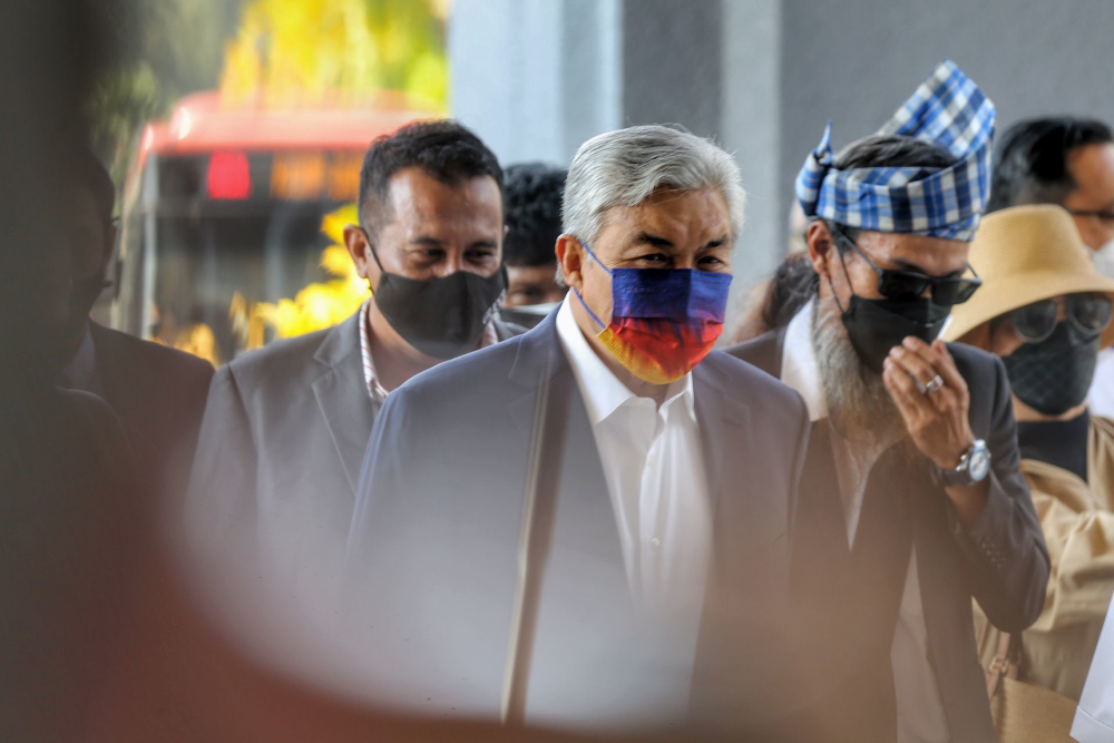Datuk Seri Ahmad Zahid Hamidi is pictured at Kuala Lumpur High Court October 4, 2021. u00e2u20acu201d Picture by Ahmad Zamzahurin