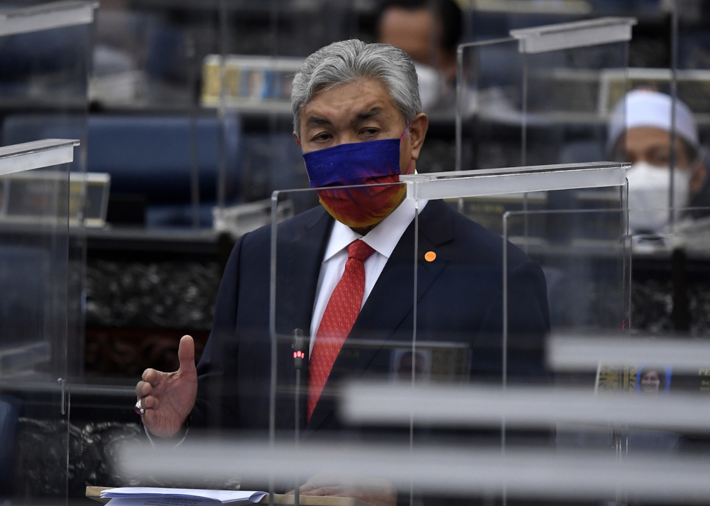 Datuk Seri Ahmad Zahid Hamidi (Umno-Bagan Datuk) debating the 12th Malaysia Plan in the Dewan Rakyat, October 4, 2021. u00e2u20acu201d Bernama pic 