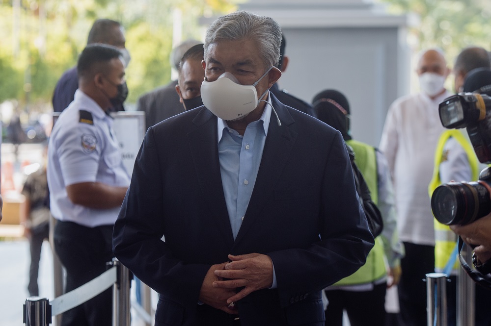 Datuk Seri Ahmad Zahid Hamidi is pictured at the Kuala Lumpur Court Complex October 6, 2021. u00e2u20acu2022 Picture by Shafwan Zaidon