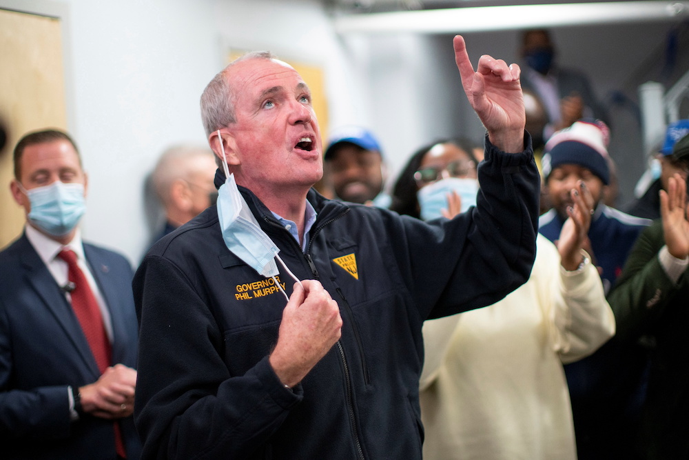 New Jersey Governor Phil Murphy speaks to volunteers as he meets with Newark Mayor Ras Baraka during the gubernatorial election in Newark, New Jersey November 2, 2021. u00e2u20acu201d Reuters pic