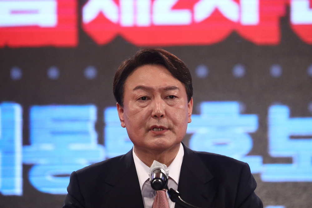 South Korea's main opposition People Power Party's contender for next year's presidential election, former Prosecutor General Yoon Seok-youl, speaks after being nominated as presidential election candidate, in Seoul November 5, 2021. u00e2u20acu201d Reuters pic