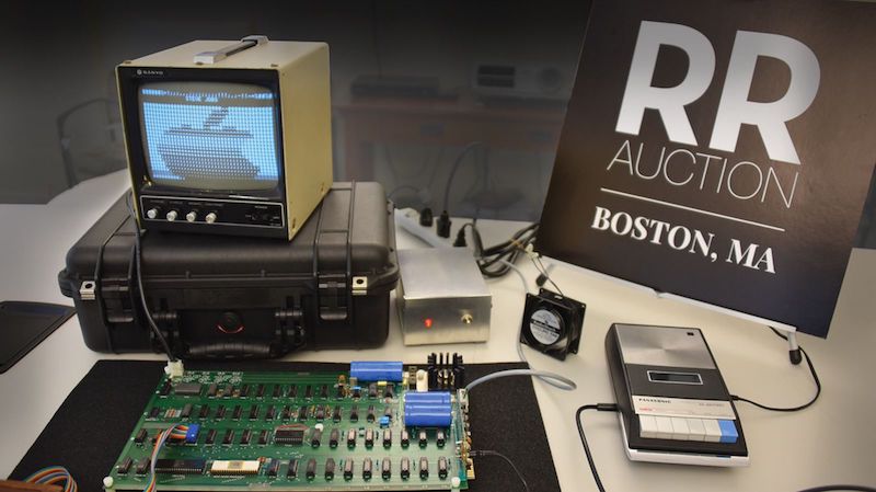 An Apple-1 computer with its exceedingly rare original box, signed by designer Steve Wozniak will be auctioned by Boston-based RR Auction. u00e2u20acu201d RR Auction/Cover-Images.com via Reuters