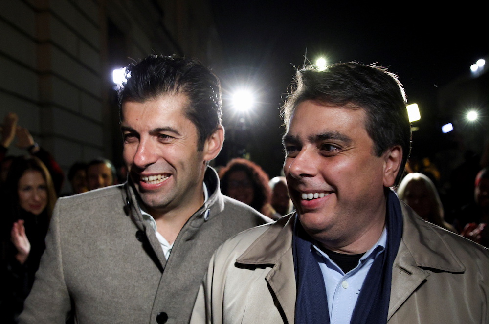 Kiril Petkov and Assen Vassilev, leaders of Bulgaria's new centrist party u00e2u20acu02dcWe Continue the Changeu00e2u20acu2122, react after the first exit polls during parliamentary and presidential elections, in Sofia, Bulgaria November 14, 2021. u00e2u20acu201d Reuters pic