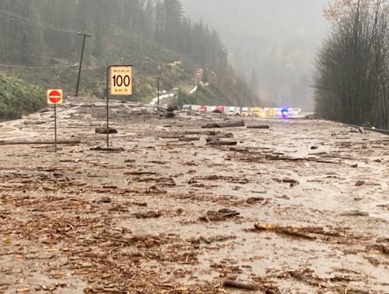 A view of a road near Popkum following mudslides and flooding in British Columbia, Canada November 14, 2021. u00e2u20acu201d Courtesy of British Columbia Transportation via Reuters