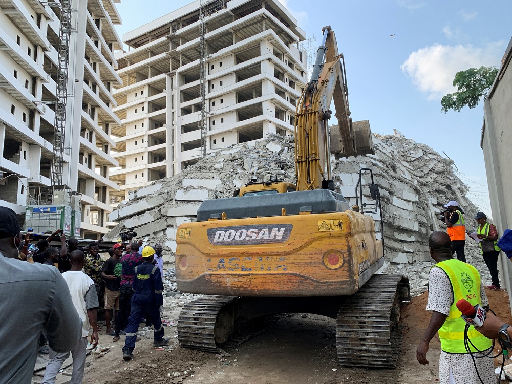 An excavator operates at the site of a collapsed building in Ikoyi, Lagos, Nigeria November 1, 2021. u00e2u20acu201d Reuters pic