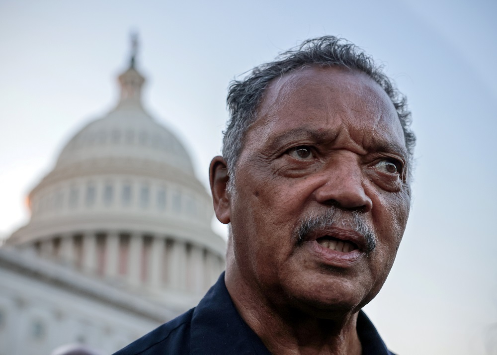 Reverend Jesse Jackson stops by a demonstration outside the US Capitol to protest the expiration of the federal moratorium on residential evictions in Washington August 2, 2021. u00e2u20acu201d Reuters pic