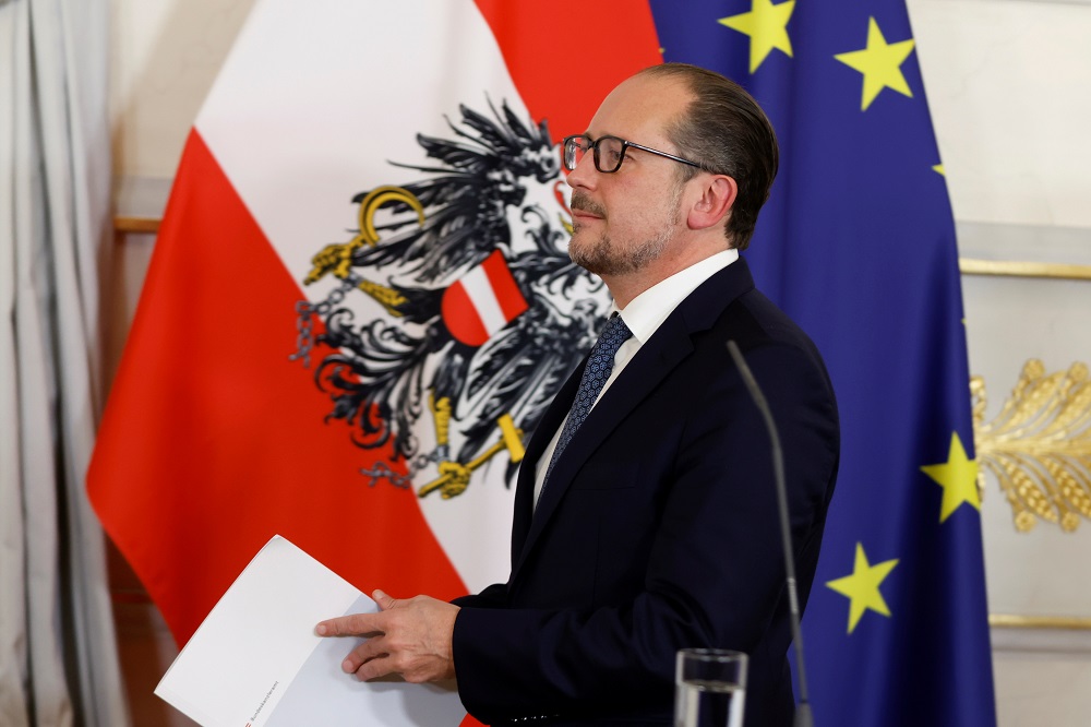 Austrian Chancellor Alexander Schallenberg arrives to a news conference in Vienna, Austria November 5, 2021. u00e2u20acu201d Reuters pic