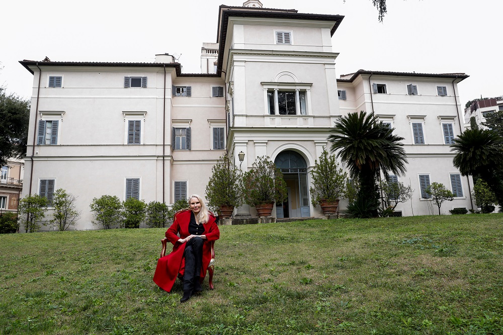 Princess Rita Boncompagni Ludovisi poses for a photograph outside Villa Aurora, a building that boasts Caravaggio's only ceiling mural, which is up for auction in January with an opening bid set at €471 million, in Rome November 16, 2021. — Reuters pic