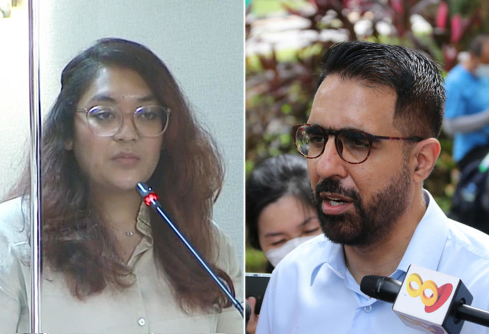 Workersu00e2u20acu2122 Party MP Raeesah Khan (left) and the partyu00e2u20acu2122s chief Pritam Singh. u00e2u20acu201d Parliament screengrab/TODAY file pic