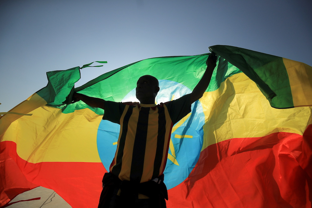 A man holds the Ethiopian national flag during a pro-government rally at Meskel Square in Addis Ababa, Ethiopia, November 7, 2021. u00e2u20acu201d Reuters pic 
