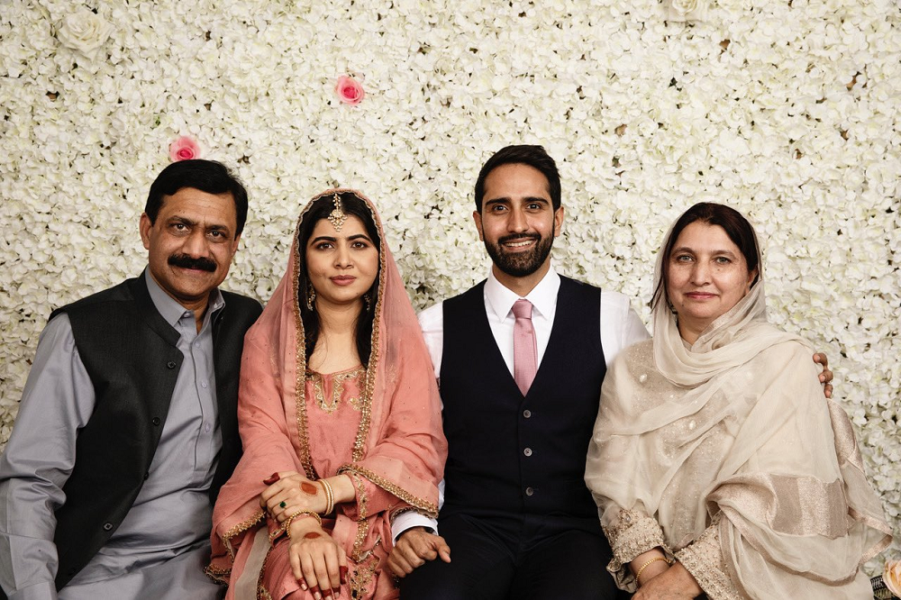 Pakistanu00e2u20acu2122s Nobel laureate Malala Yousafzai (second left) has tied the knot after revealing to a British magazine early this year that she wasnu00e2u20acu2122t sure if she would ever marry. u00e2u20acu201d Picture via Twitter/ Malala 