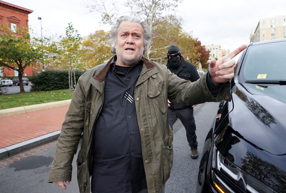 Steve Bannon arrives at the FBI's Washington field office to turn himself in to federal authorities in Washington, November 15, 2021. u00e2u20acu201d Reuters pic