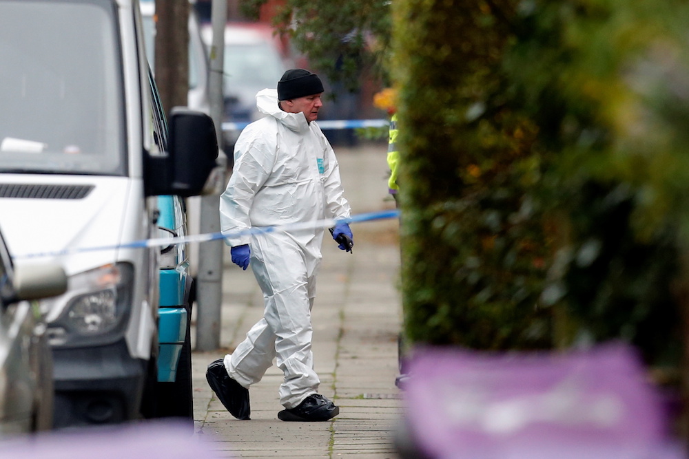 A member of forensic police walks, following the car blast of Liverpool Women's Hospital, in Liverpool, Britain, November 15, 2021. u00e2u20acu201d Reuters pic